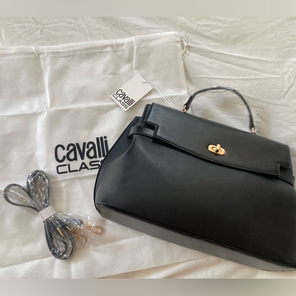 Cavalli Class Black Leather Handbag - Picture 9 of 16